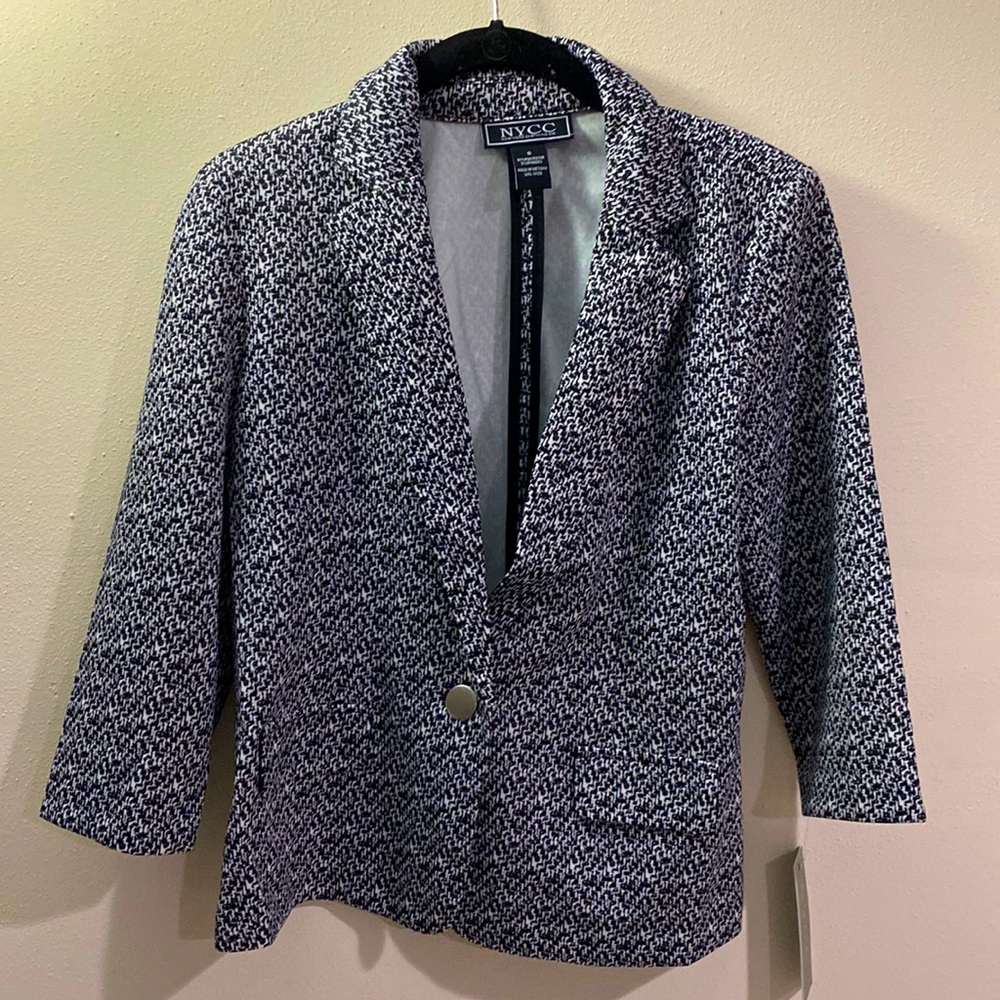 NEW YORK CLOTHING CO BLACK & WHITE BLAZER WITH SHOULDER PADS